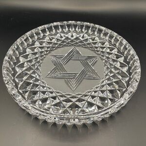 Cut Glass Serving Plate with Star of David
